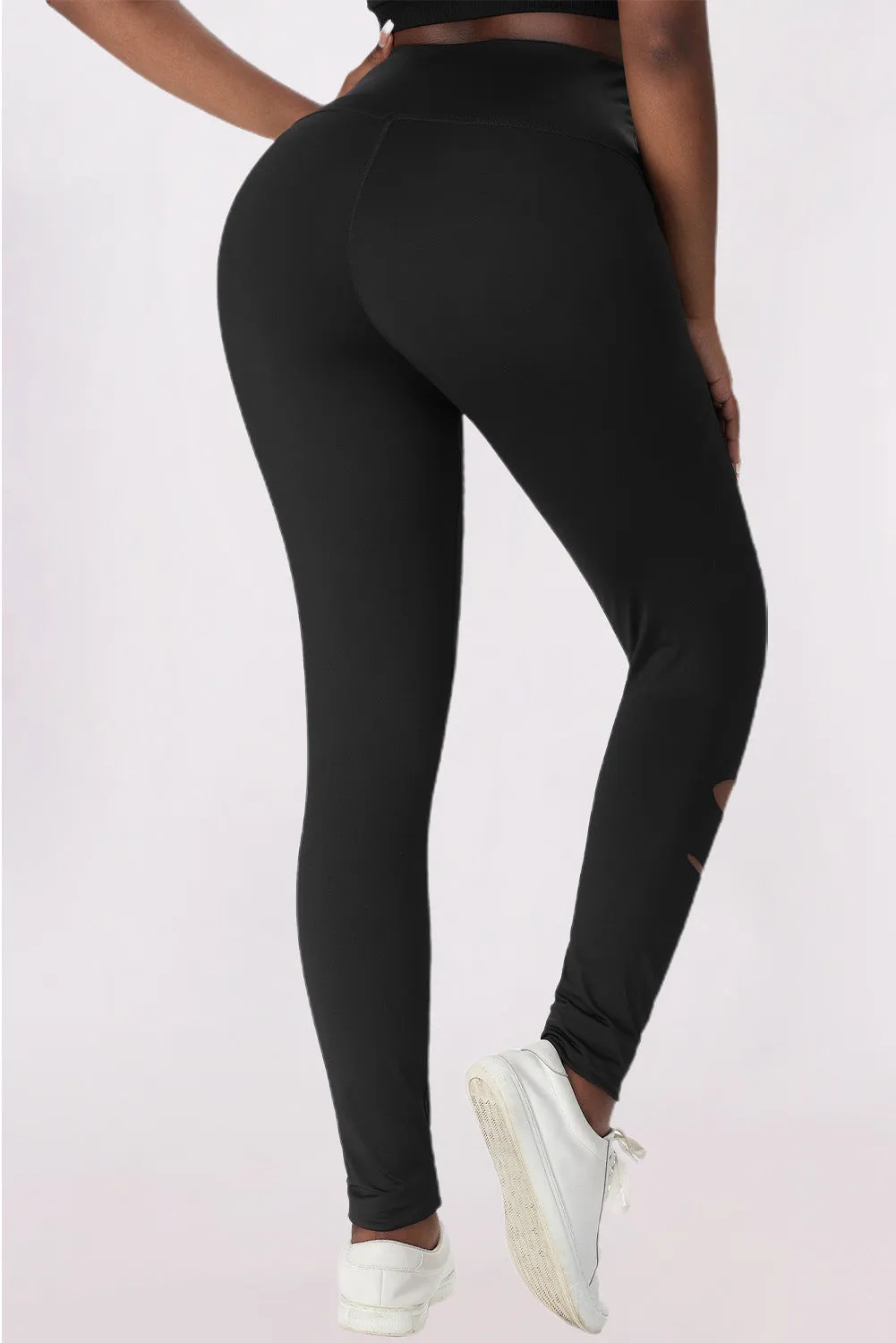 Black Asymmetric Slitted High Waist Leggings