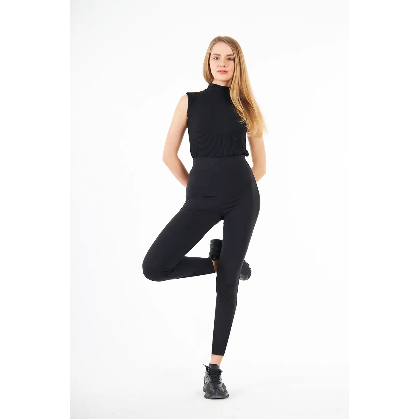 Black Cotton Jersey Leggings