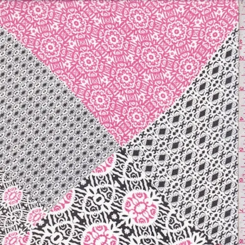 Black/Hot Pink Moroccan Patch Georgette Fabric