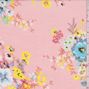 Blush Pink Multi Floral Bunch Georgette Fabric