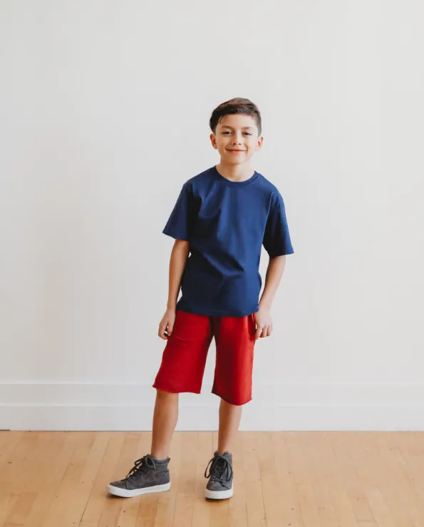 Boys Soft Cotton Jersey Short Sleeve Crew Tee | Red