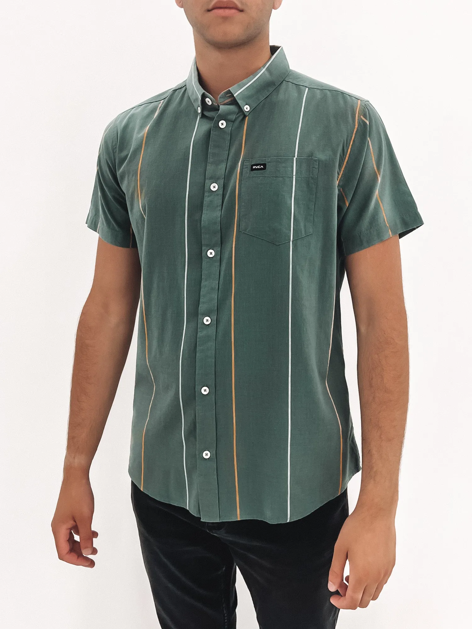 Cassidy Stripe Short Sleeve Shirt Balsam Green