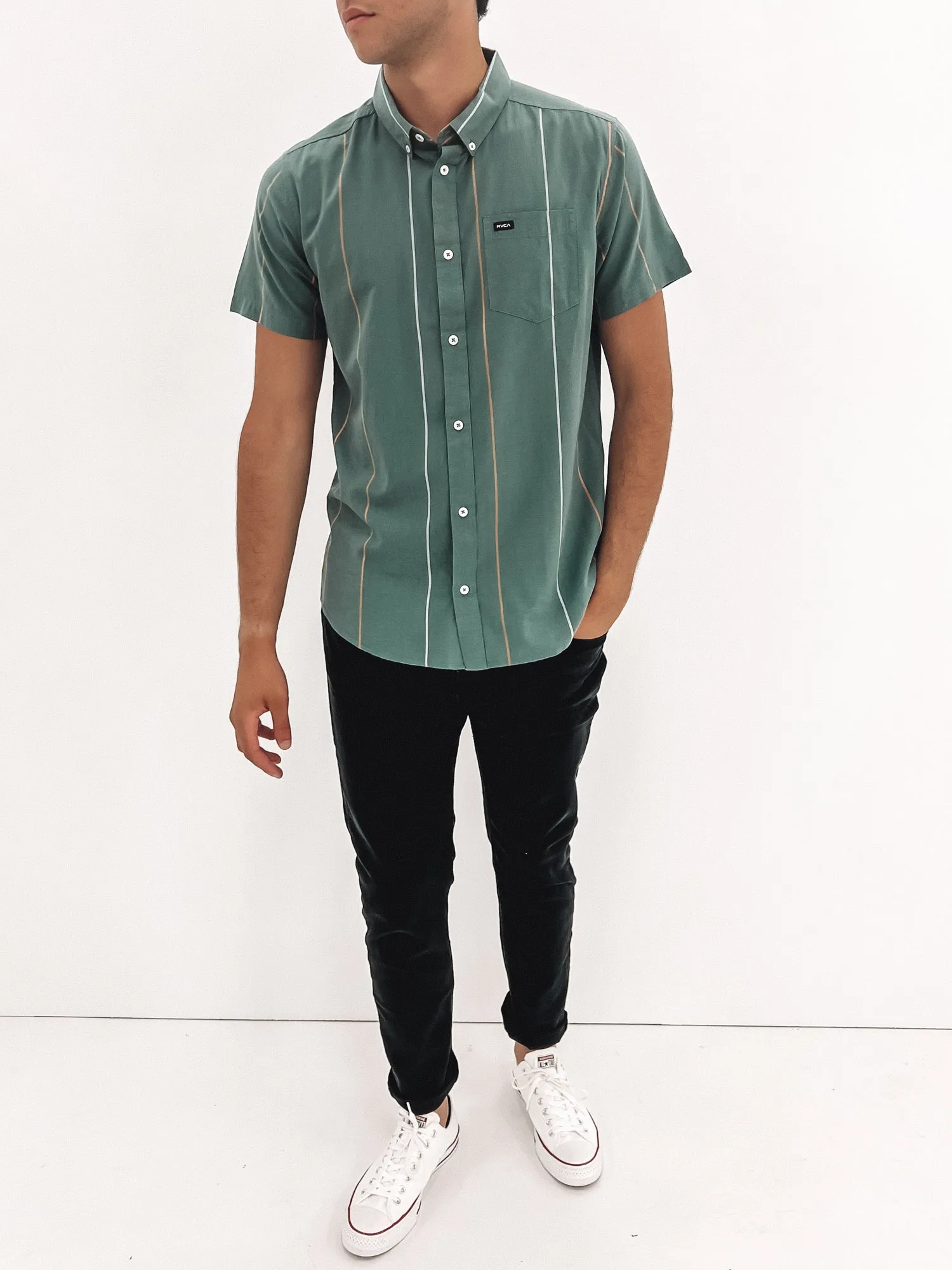 Cassidy Stripe Short Sleeve Shirt Balsam Green