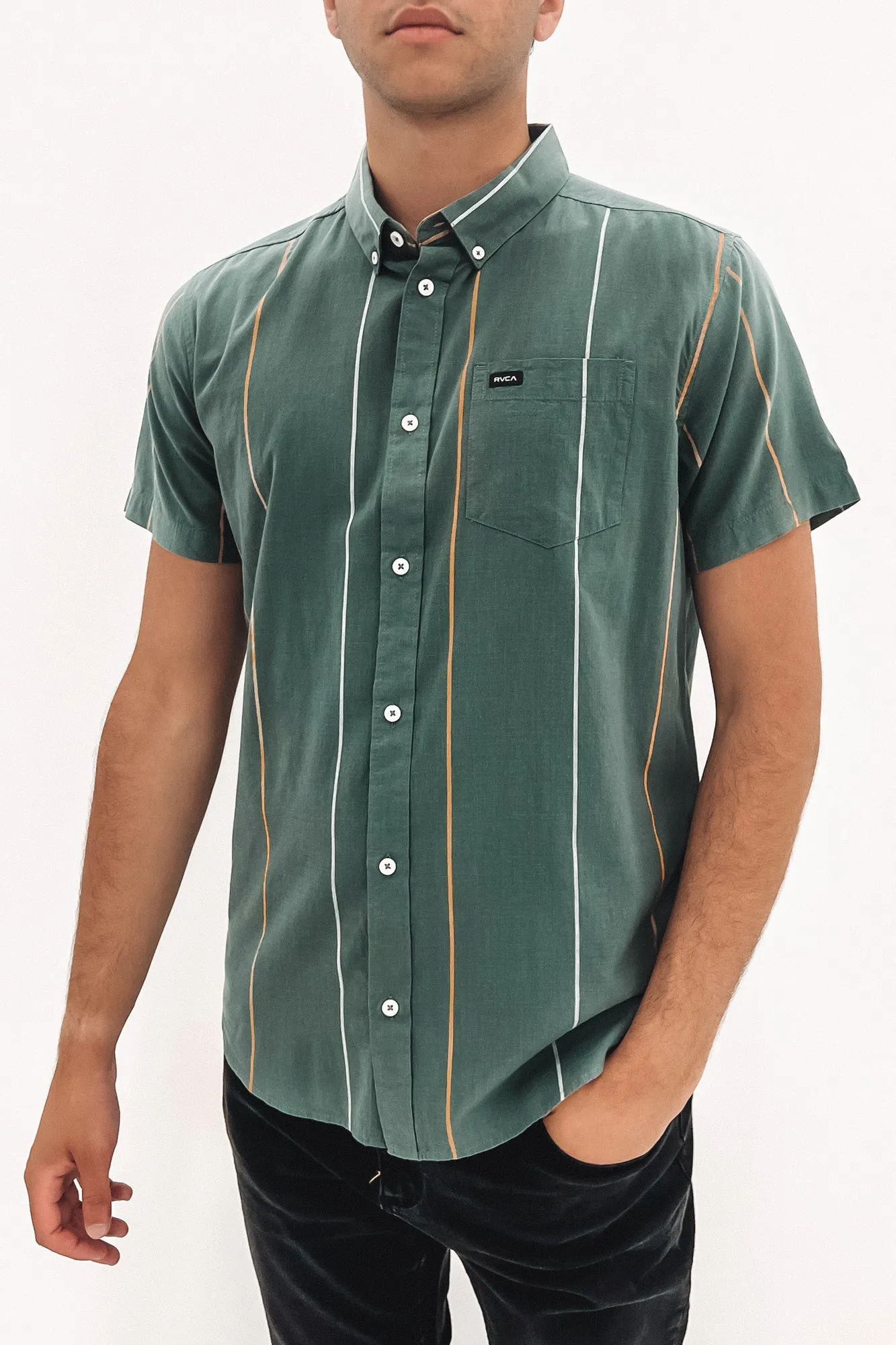 Cassidy Stripe Short Sleeve Shirt Balsam Green