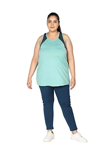 CHKOKKO Women Plus Size Gym Tank Tops Sleeveless Sports Vest Spacedye SeaGreen 3XL