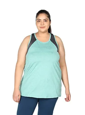 CHKOKKO Women Plus Size Gym Tank Tops Sleeveless Sports Vest Spacedye SeaGreen 3XL