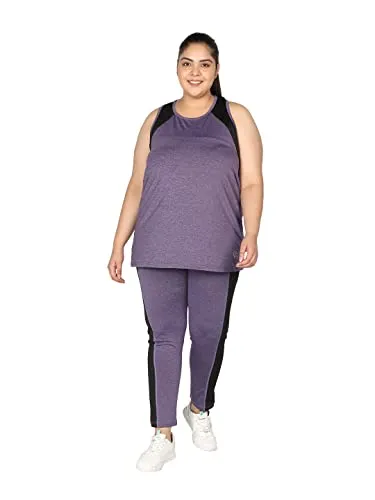 CHKOKKO Women's Regular Fit Polyester Tight (AZPLSSPWMTIGHTS01SELFPURPLE5XL_Purple_5XL)