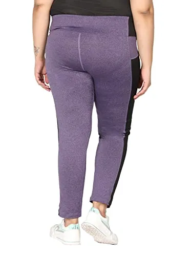 CHKOKKO Women's Regular Fit Polyester Tight (AZPLSSPWMTIGHTS01SELFPURPLE5XL_Purple_5XL)