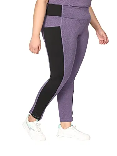 CHKOKKO Women's Regular Fit Polyester Tight (AZPLSSPWMTIGHTS01SELFPURPLE5XL_Purple_5XL)