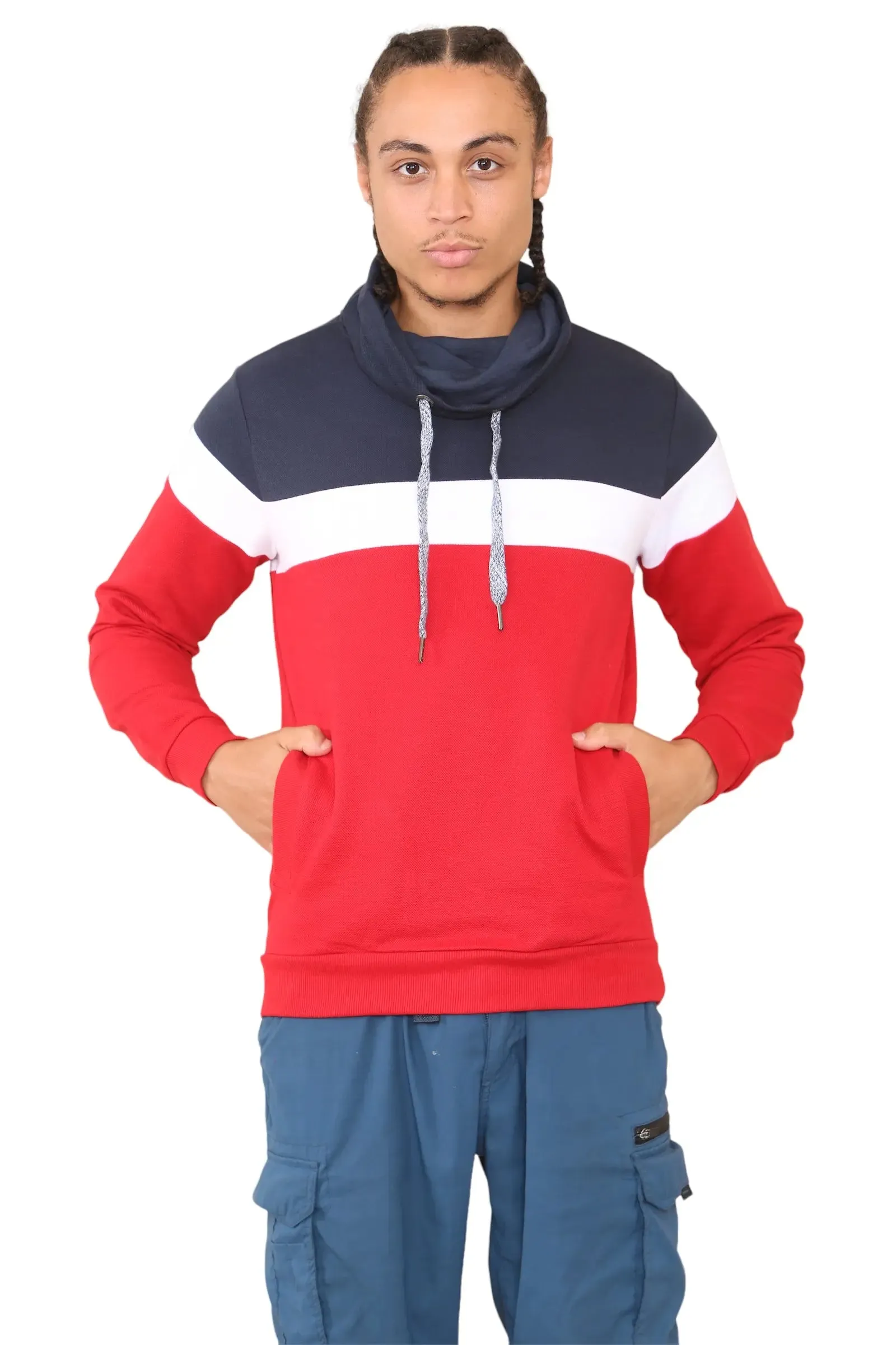 Color Block Pullover Fleece Hoodies for Men