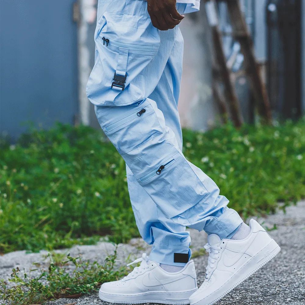 Combat Nylon Joggers Baby Blue