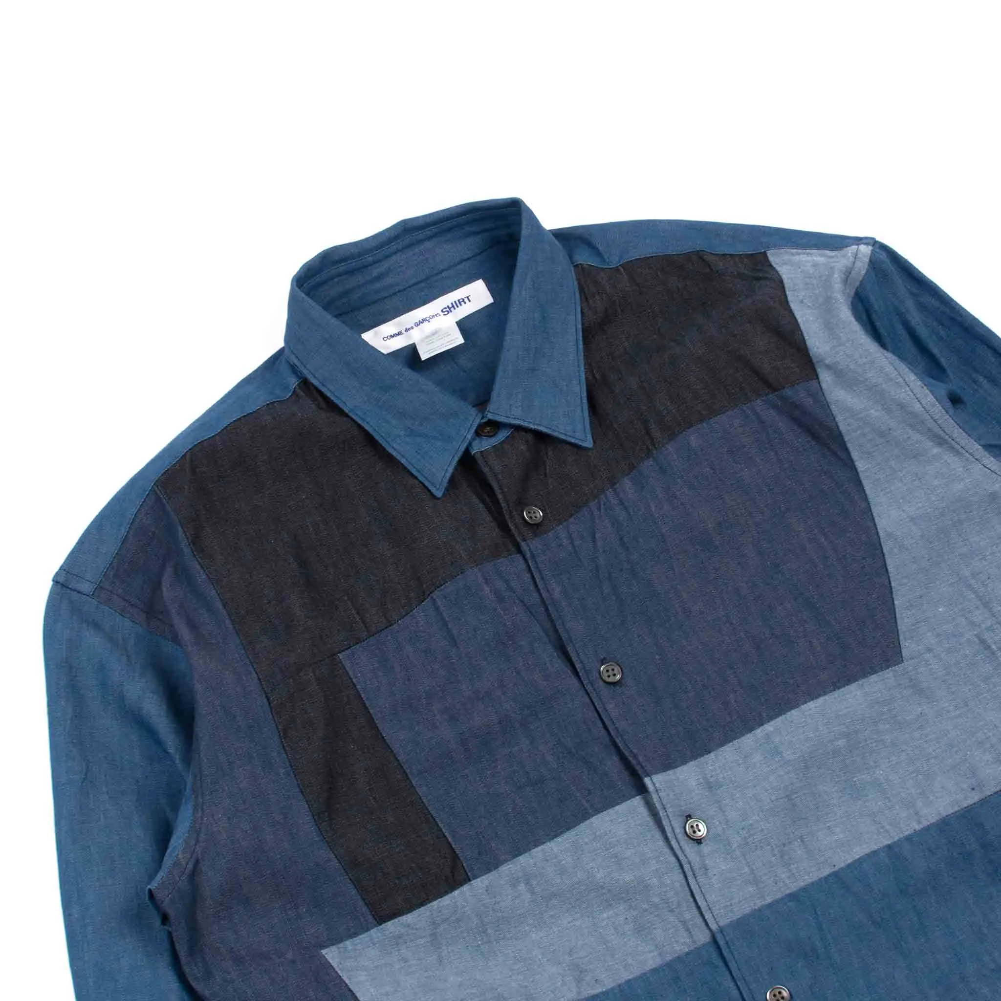 Comme des Garçons SHIRT Denim Patchwork Shirt Light Blue Mix