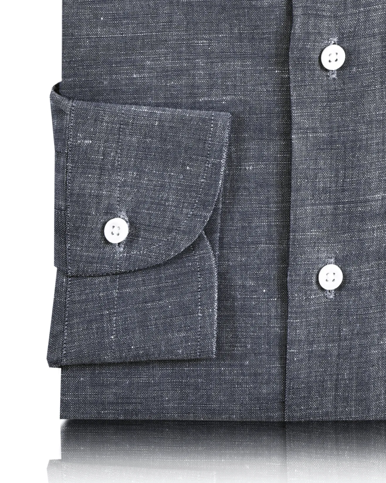 Cotton Linen: Greyish Navy Chambray Shirt