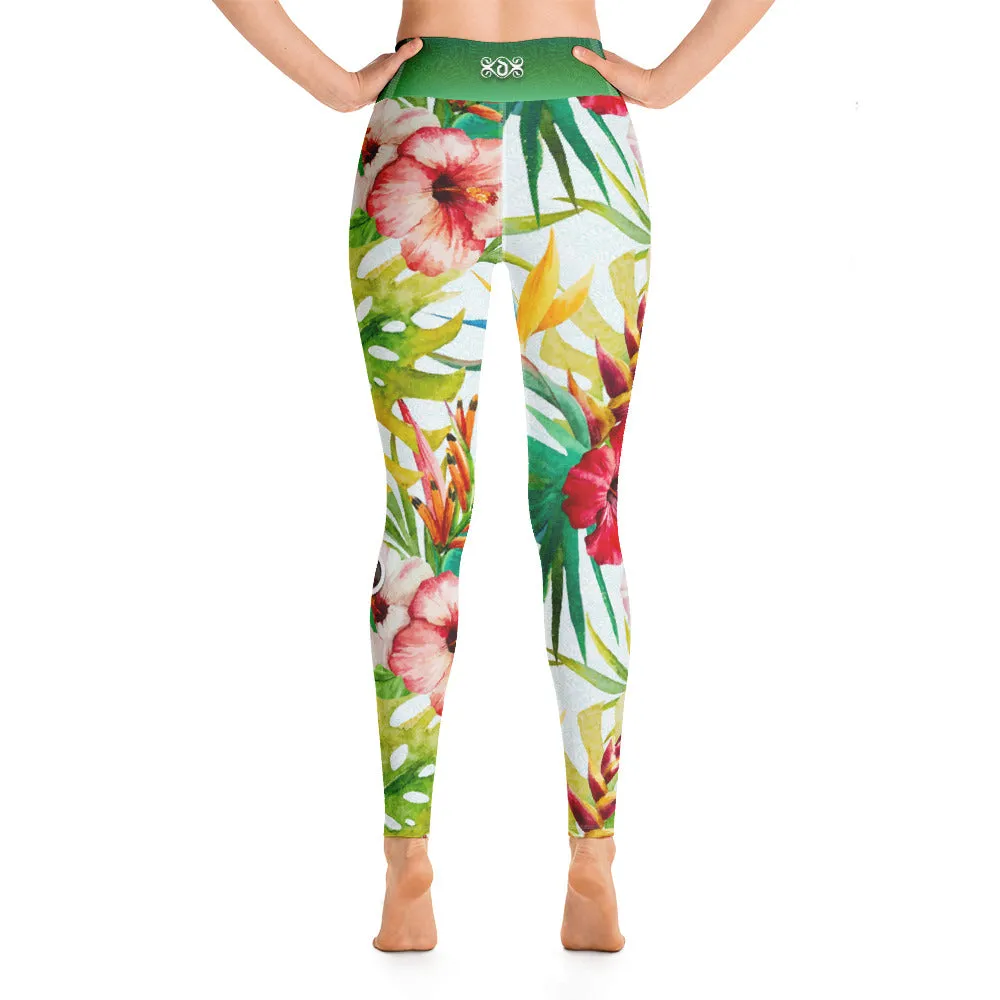 Devarshy Tropical Florals Printed Spandex High Waist Ladies Yoga Leggings, PF - 100865