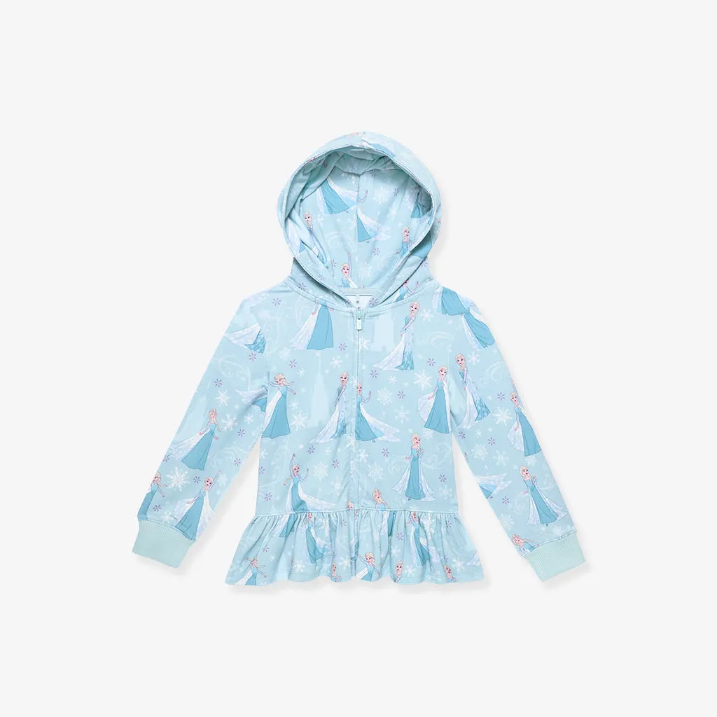 Disney Frozen Elsa French Terry Ruffled Zippered Hoodie