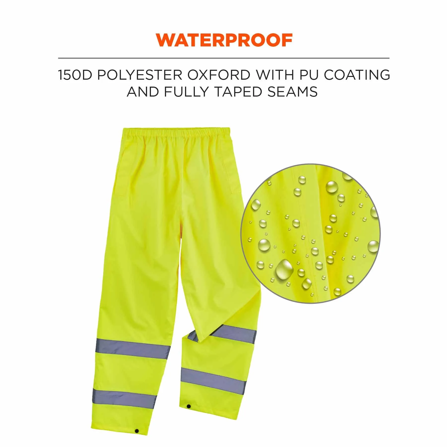 Ergodyne 25347 8916 3XL Lime Class E Lightweight Hi-Vis Rain Pants