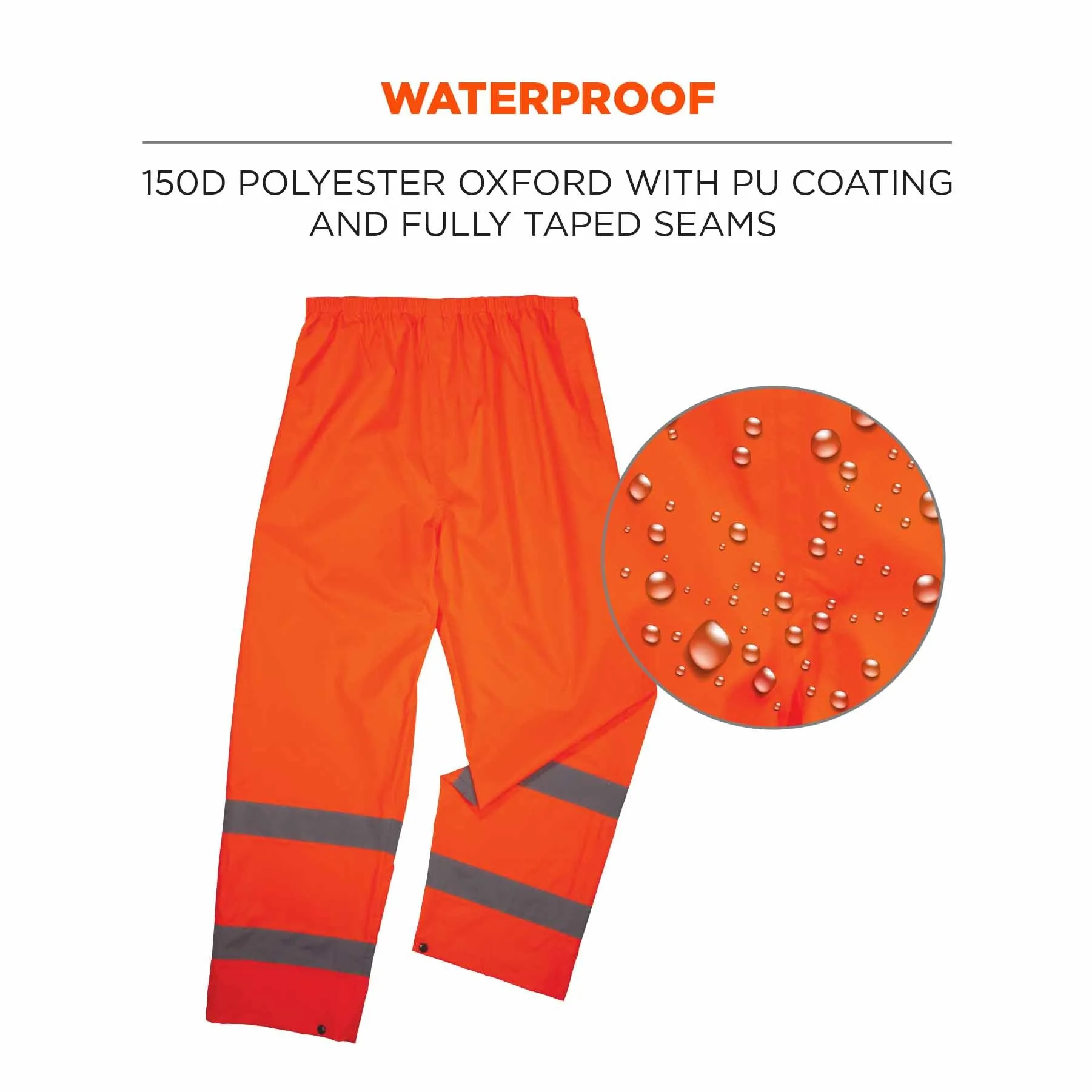 Ergodyne 25449 8916 5XL Orange Class E Lightweight Hi-Vis Rain Pants