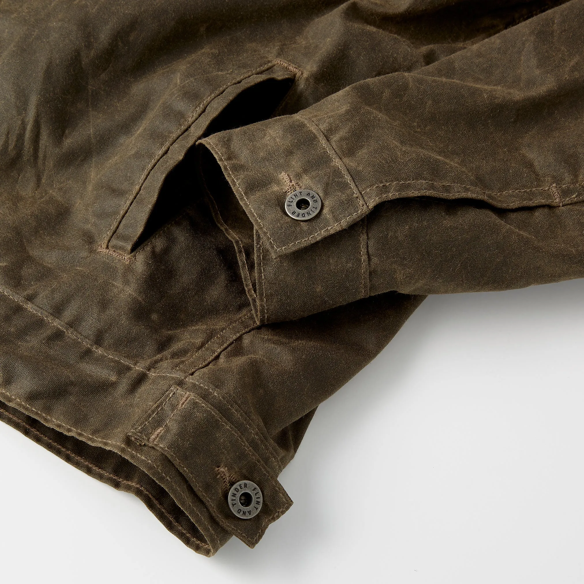 Flannel-Lined Waxed Trucker Jacket in Forest