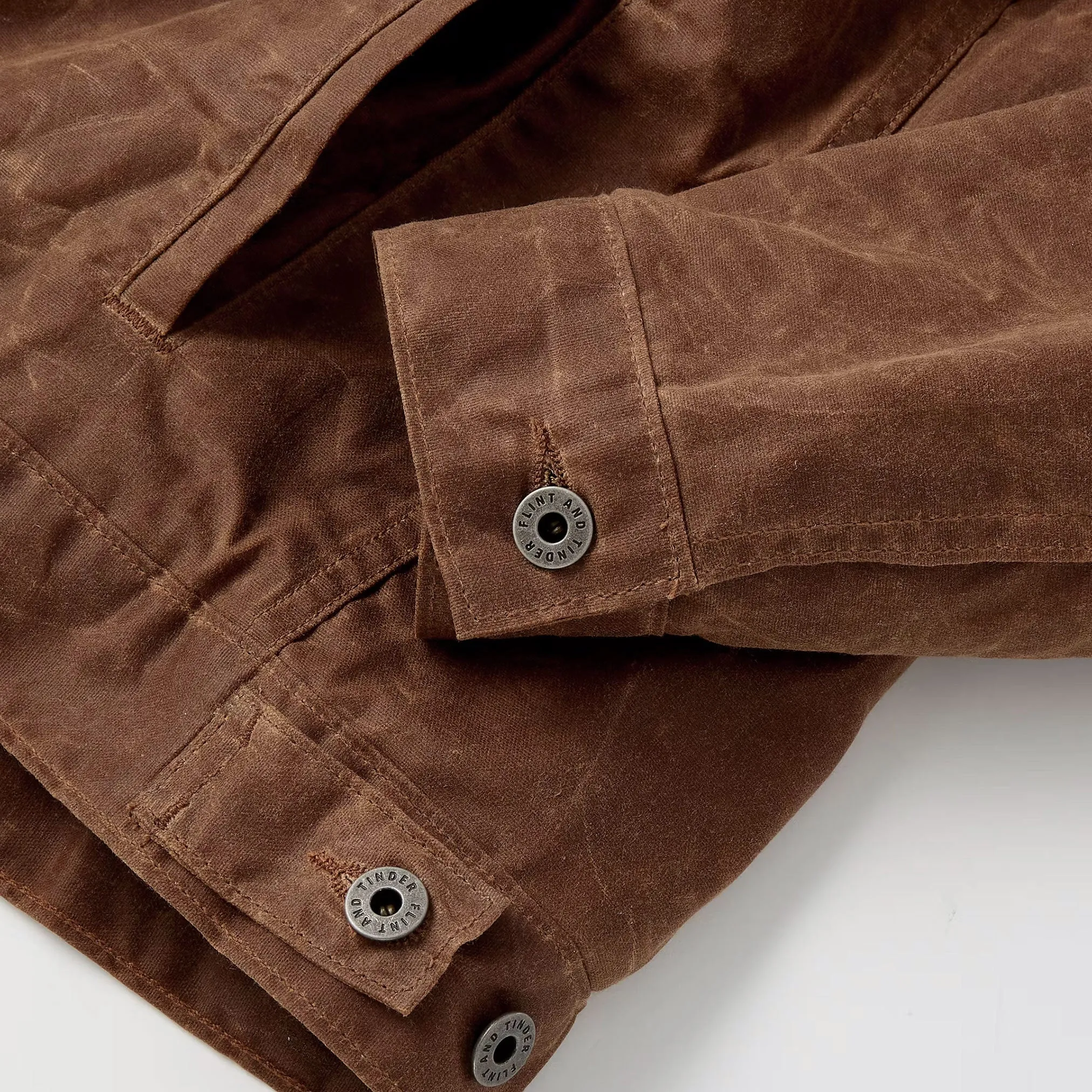 Flannel-Lined Waxed Trucker Jacket in Havana