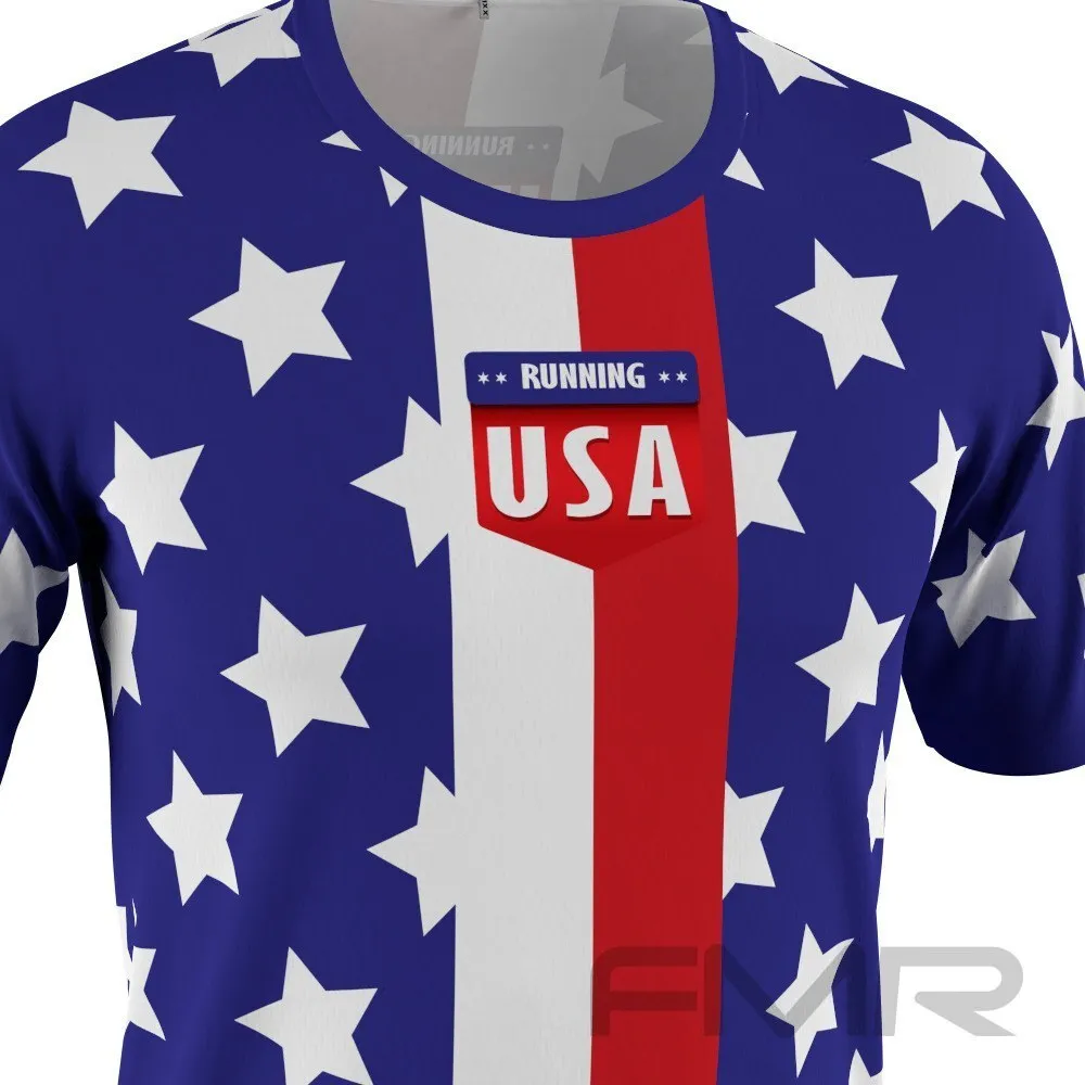 FMR American Flag Men's Technical Short Sleeve Running Shirt