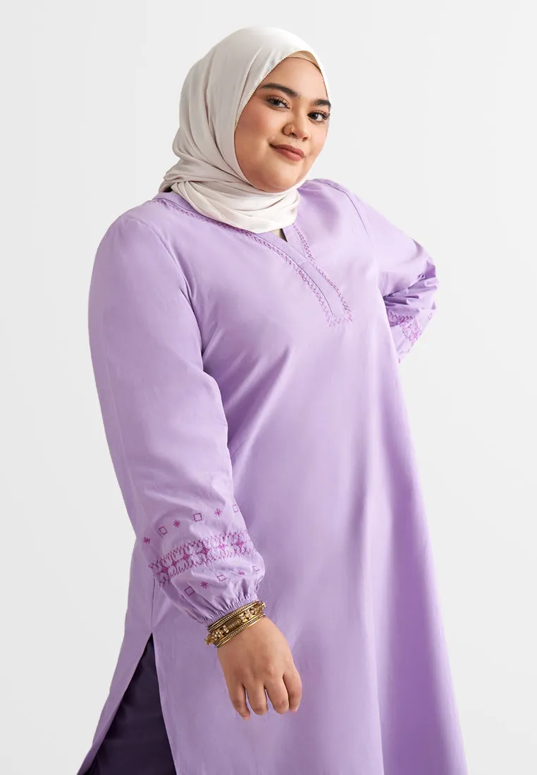 Geeti Embroidery Puff Sleeve Tunic Top