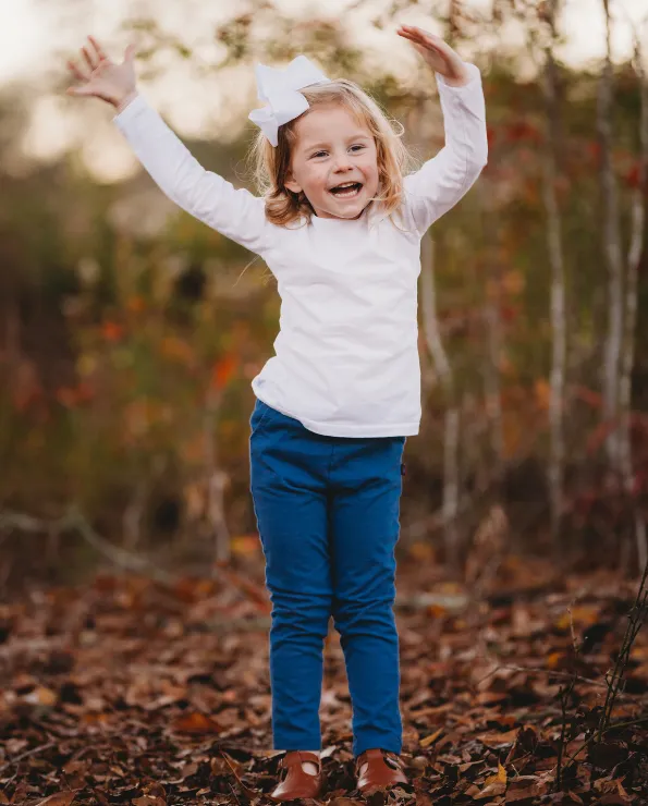 Girls Soft Cotton Jersey Long Sleeve Tee | Navy