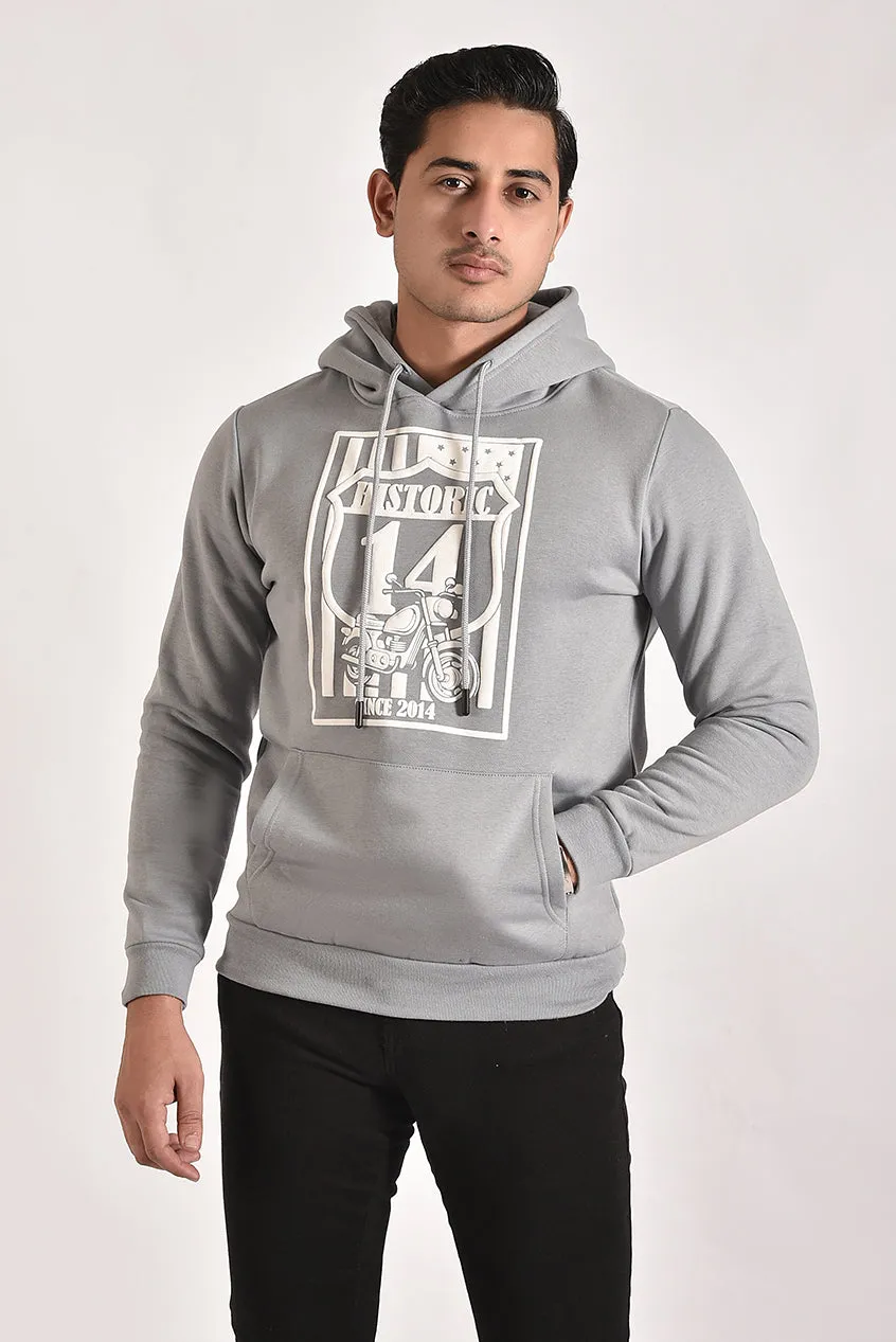 Grey Printed Hoodie