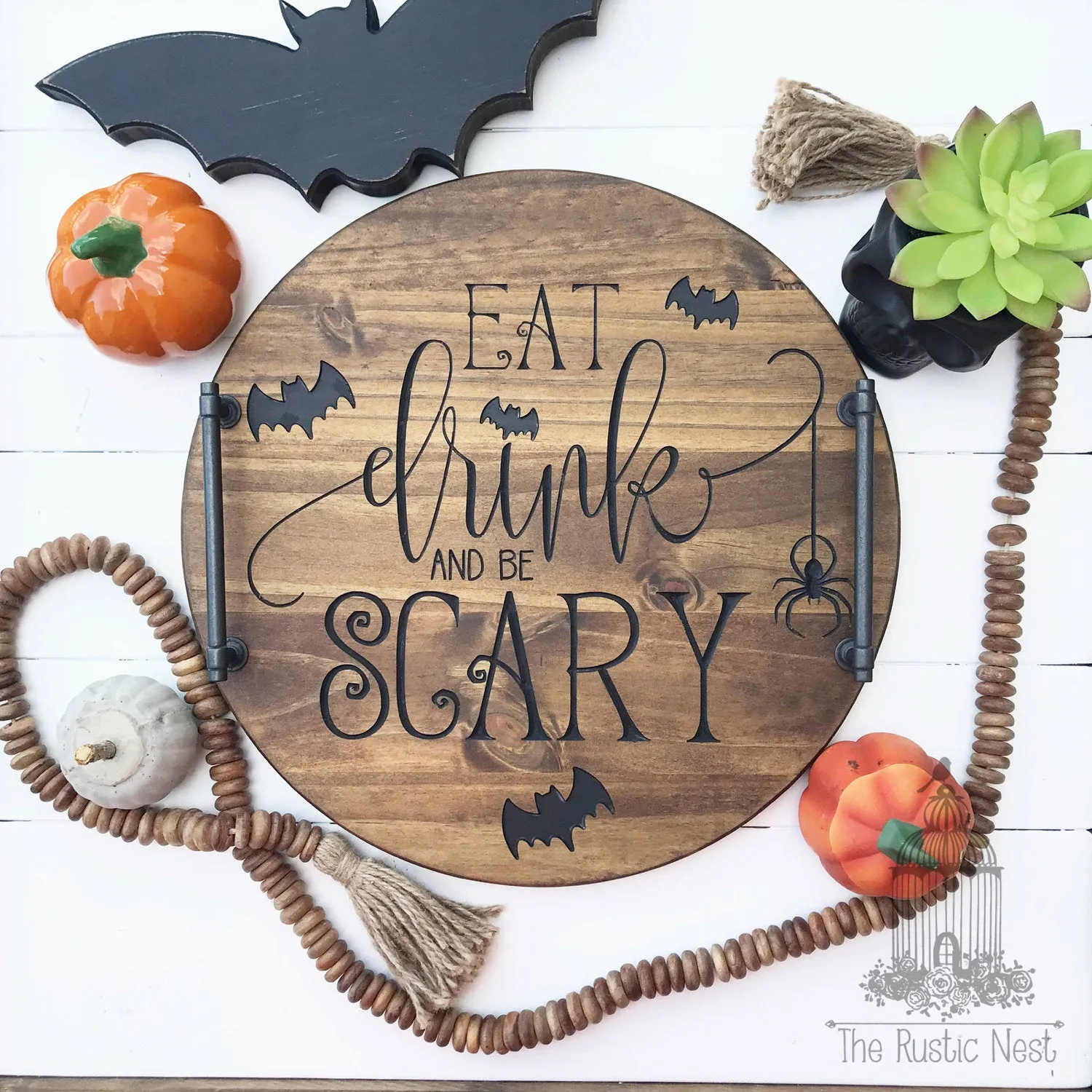 Halloween Serving Tray |  Engraved Wood Serving Tray | Eat Drink and Be Scary Serving Tray | Engraved Halloween Tray | Wood Halloween Tray