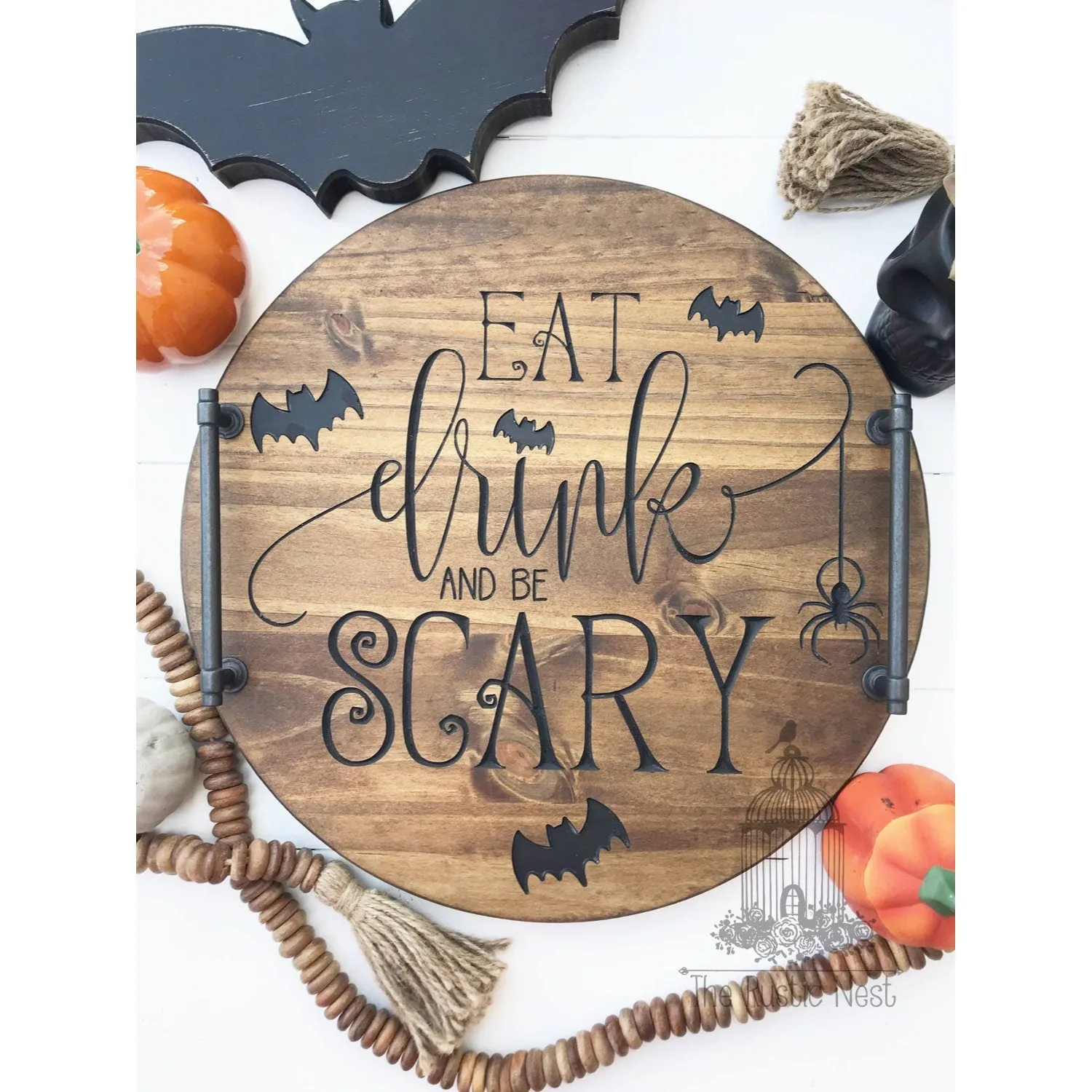 Halloween Serving Tray |  Engraved Wood Serving Tray | Eat Drink and Be Scary Serving Tray | Engraved Halloween Tray | Wood Halloween Tray