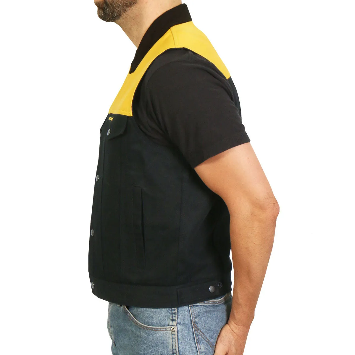 Hot Leathers VSM6104 Men's '2-Tone' Leather and Denim Club Style Biker Vest