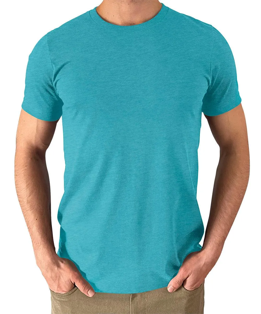 Men's  Heather Aqua T Shirts Premium Casual Short Sleeve Classic Fit Crew Neck Shirts