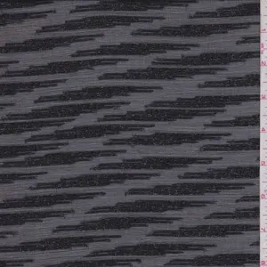 Metallic Black Lightning Stripe Chiffon Fabric