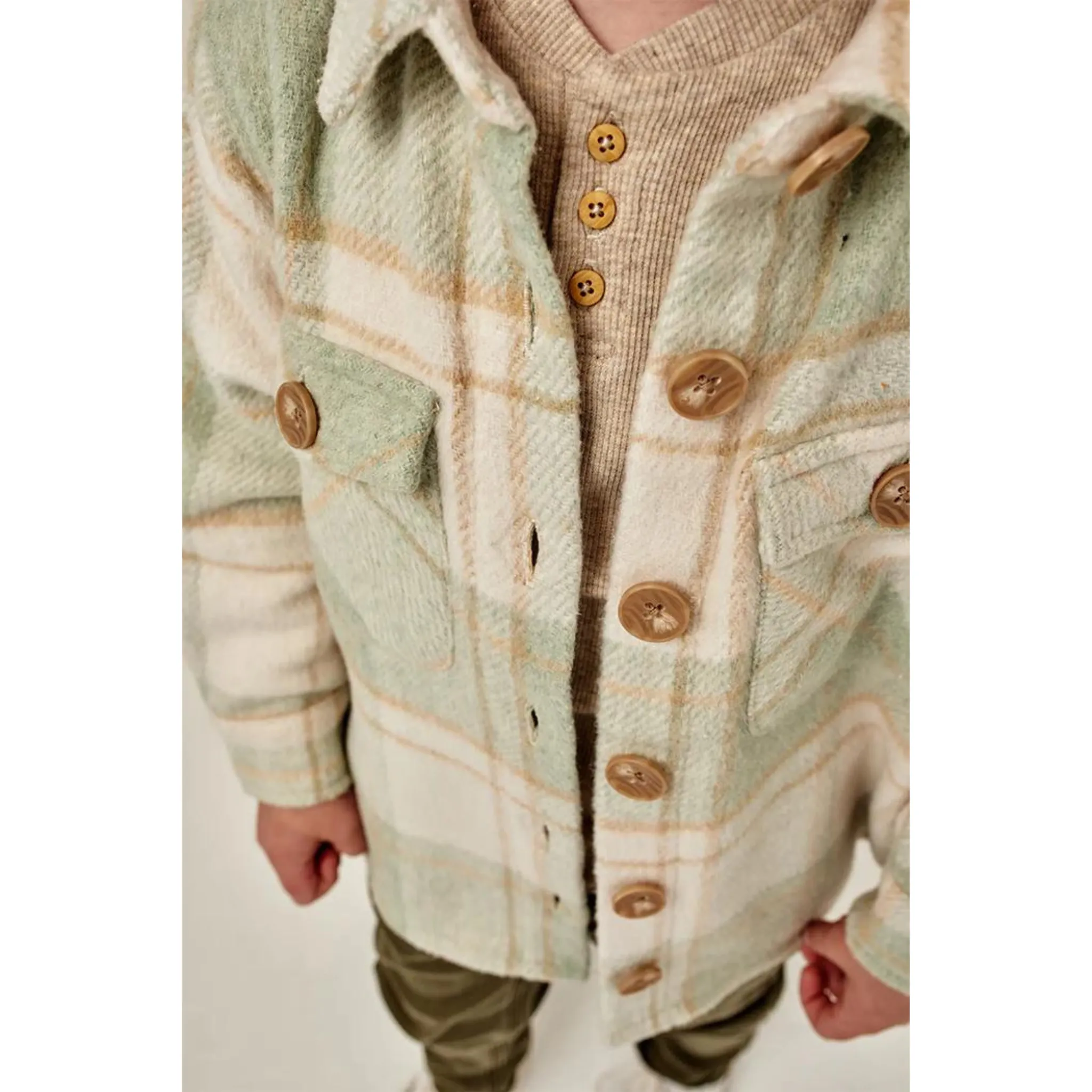 Milky Soft Green Check Overshirt