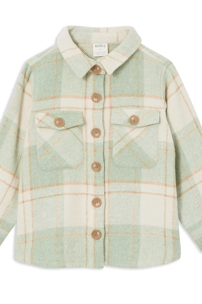 Milky Soft Green Check Overshirt