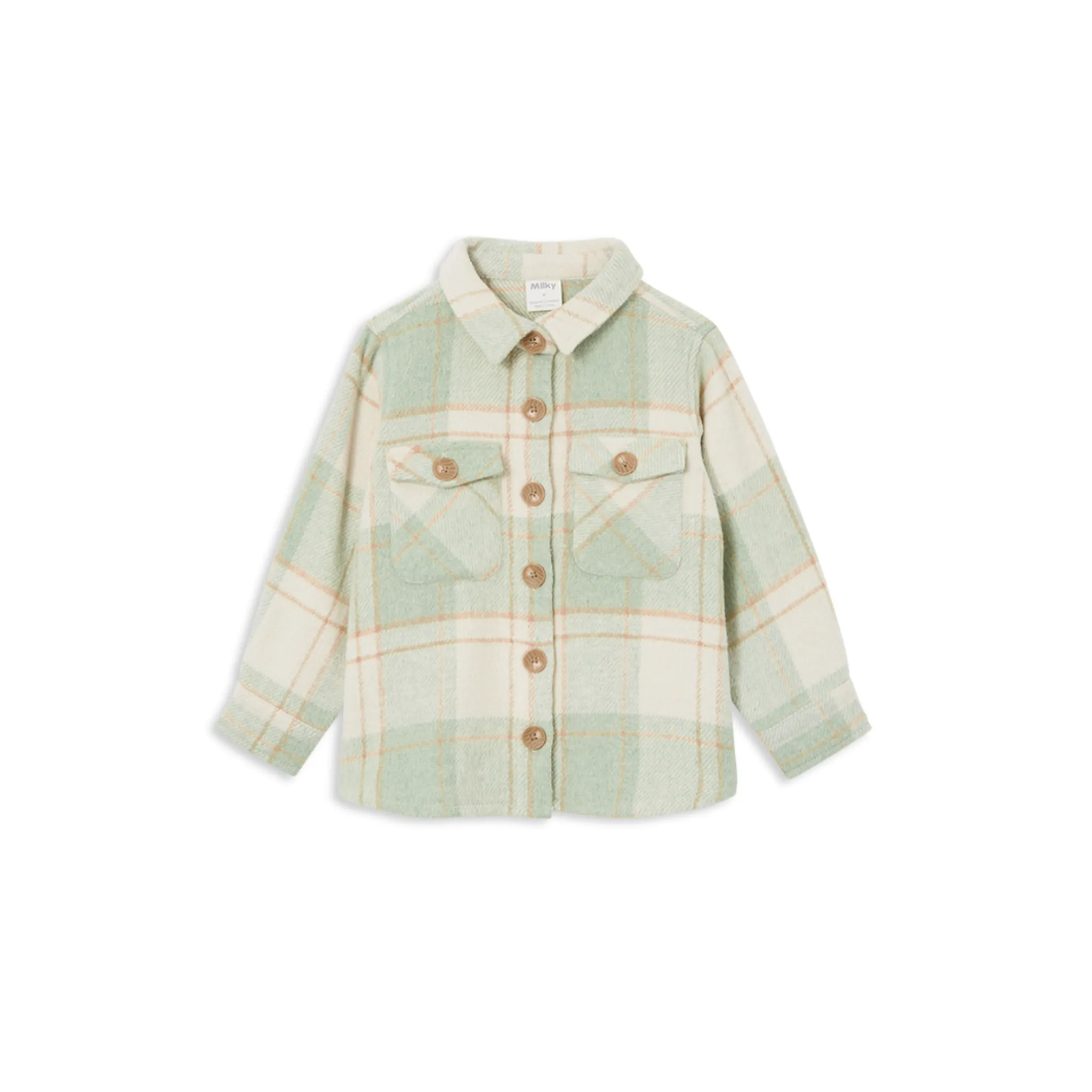 Milky Soft Green Check Overshirt