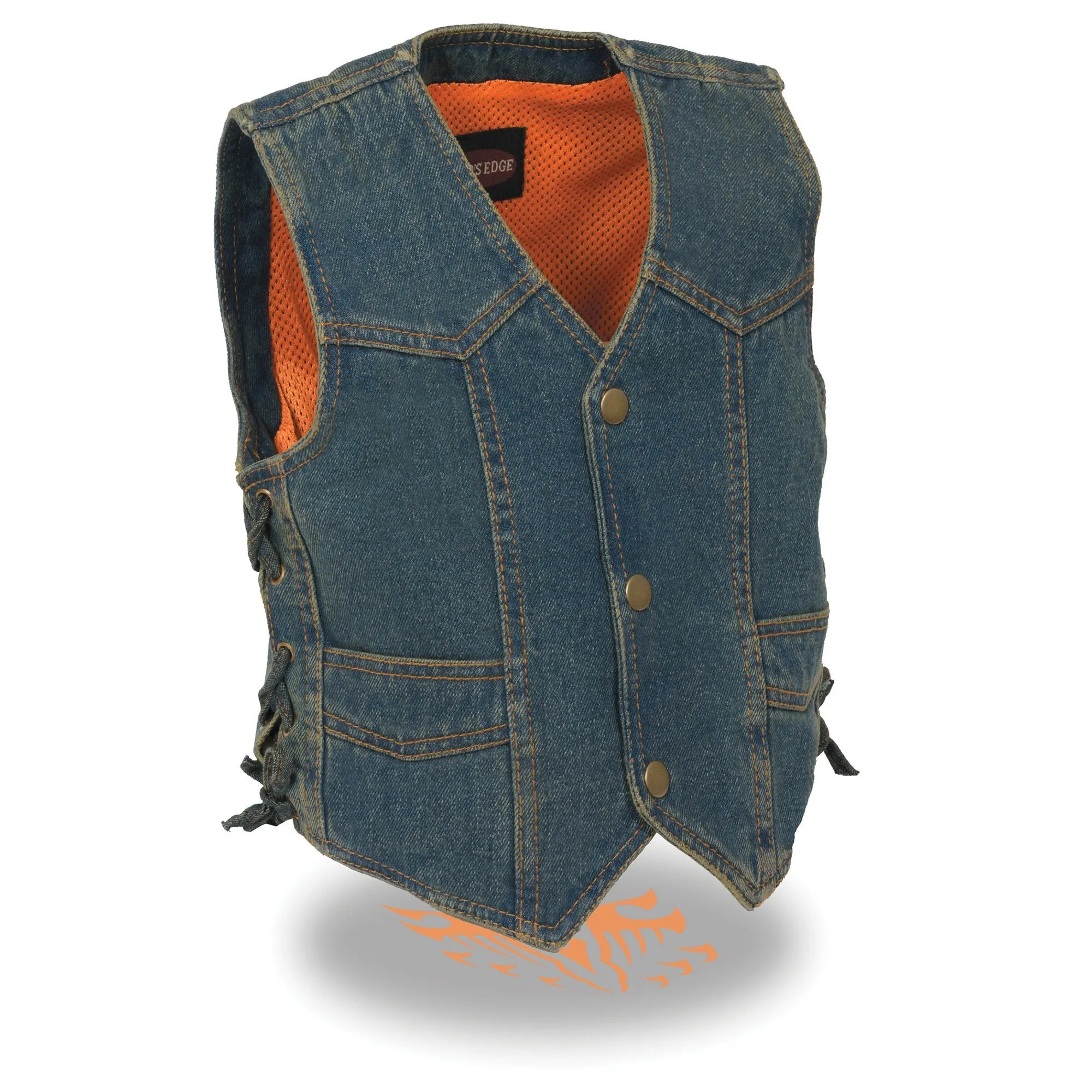 Milwaukee Leather MDK3900 Kids Classic Blue Denim Side Lace Vest