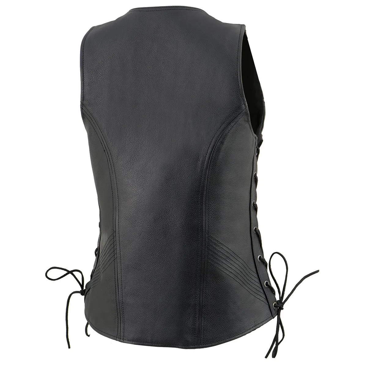 Milwaukee Leather Women's Black Leather V-Neck Motorcycle Rider Vest