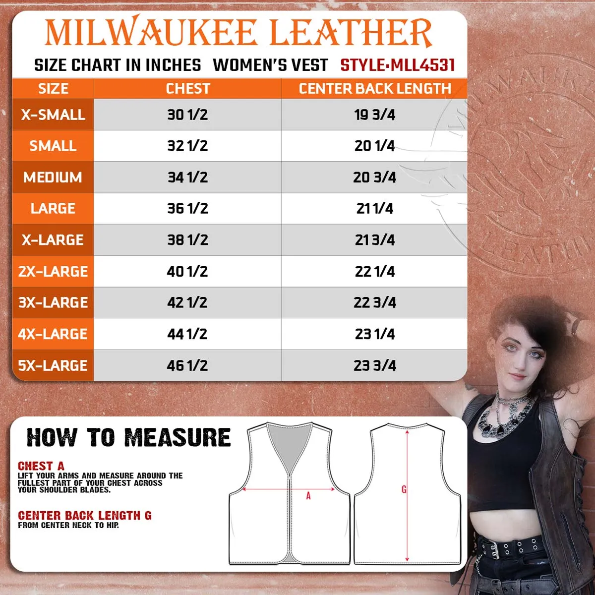 Milwaukee Leather Women's Black Leather V-Neck Motorcycle Rider Vest