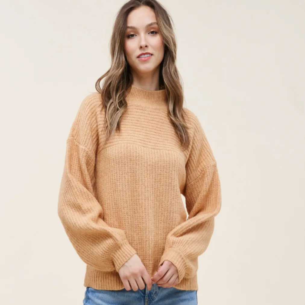 Mustard Balloon Sleeve Sweater