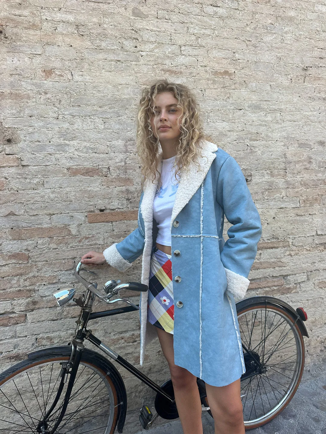 Nadia Sherpa Coat - Cloud Blue