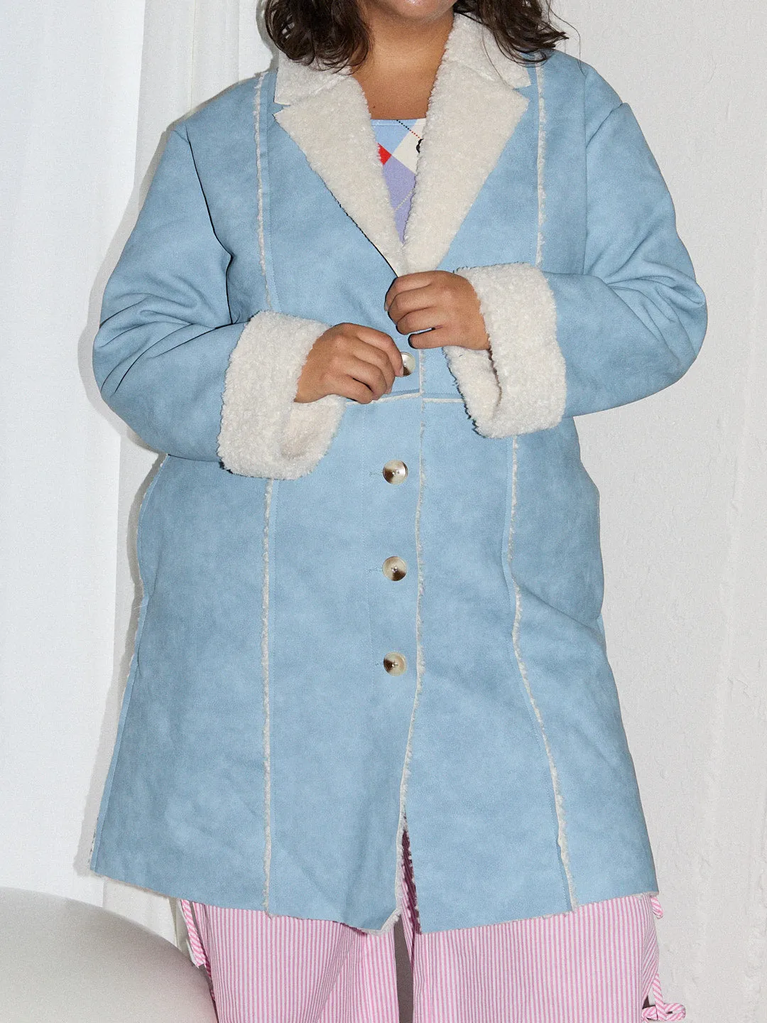 Nadia Sherpa Coat - Cloud Blue