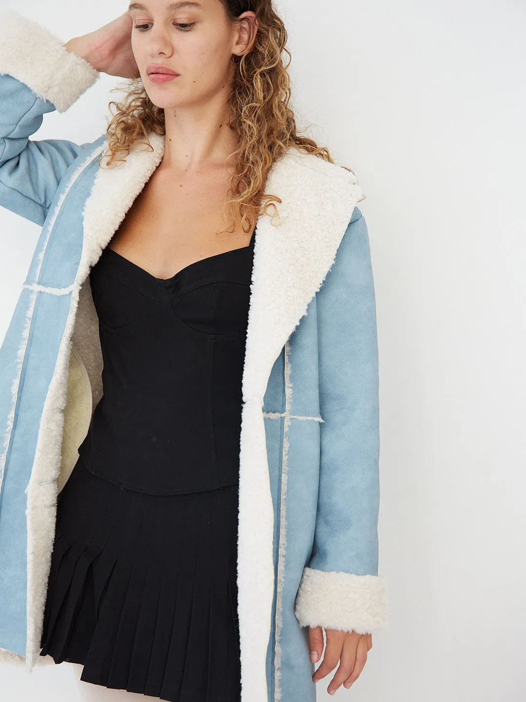 Nadia Sherpa Coat - Cloud Blue