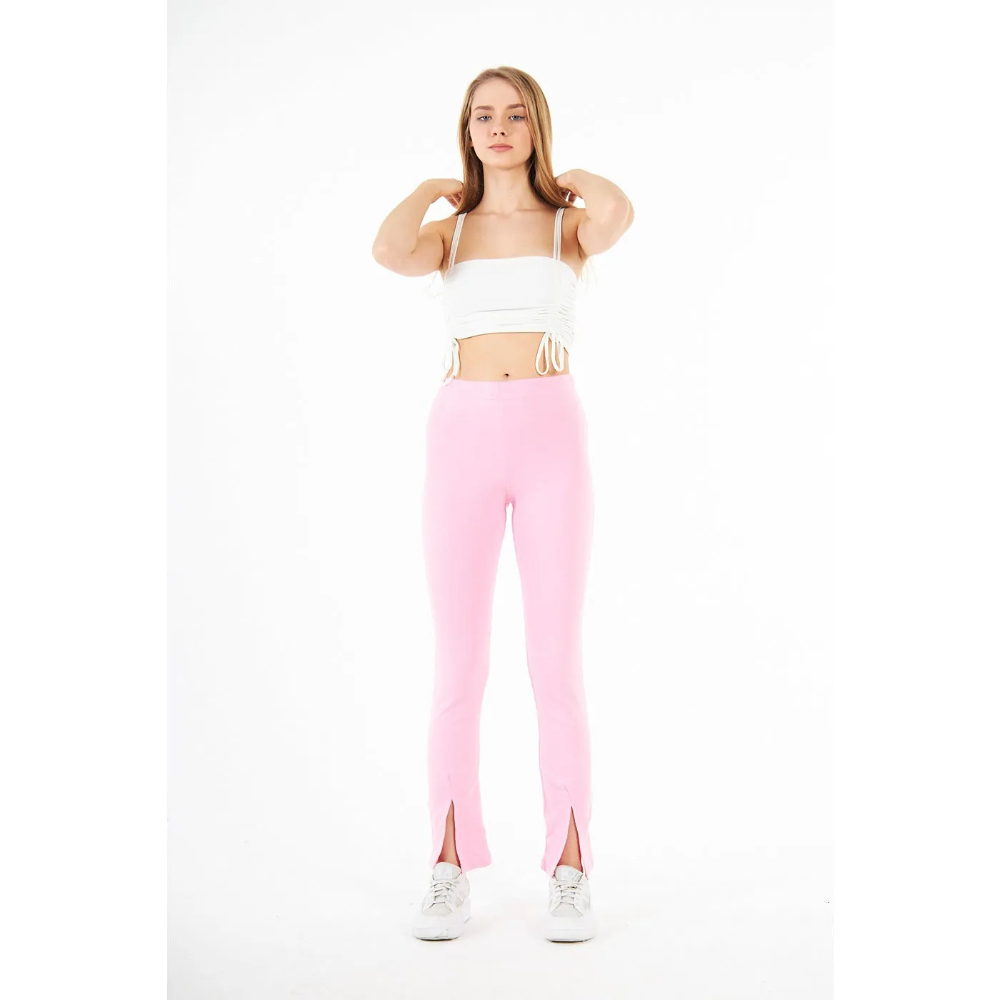 Pink Split Hem Leggings