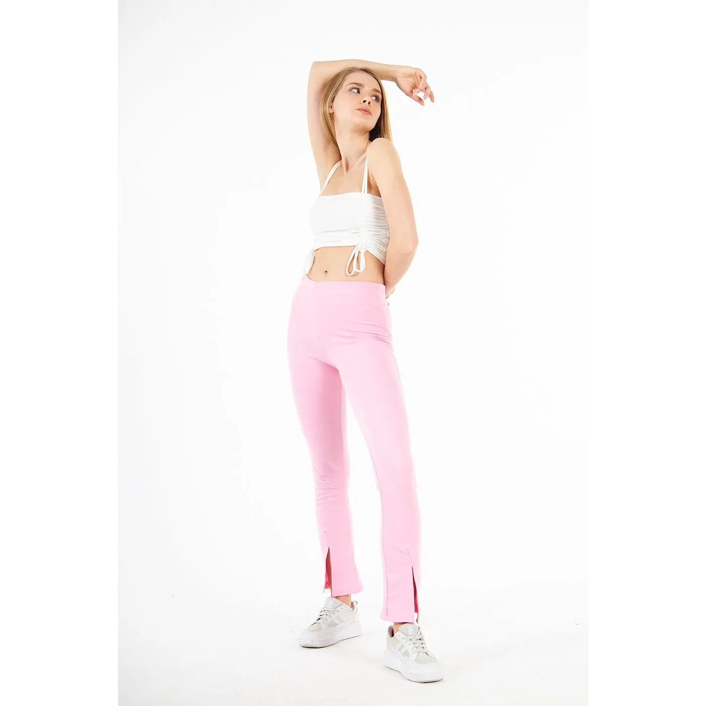 Pink Split Hem Leggings