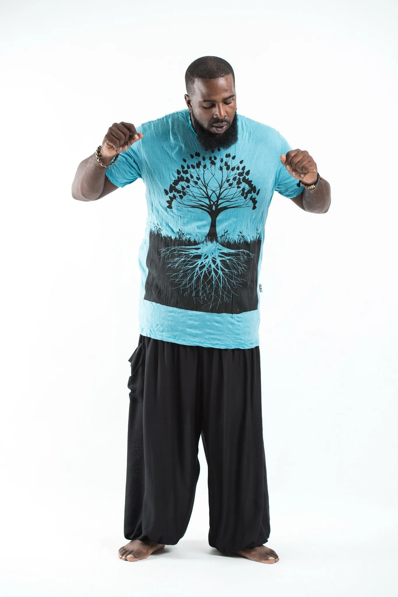 Plus Size Sure Design Men's Tree of Life T-Shirt Turquoise