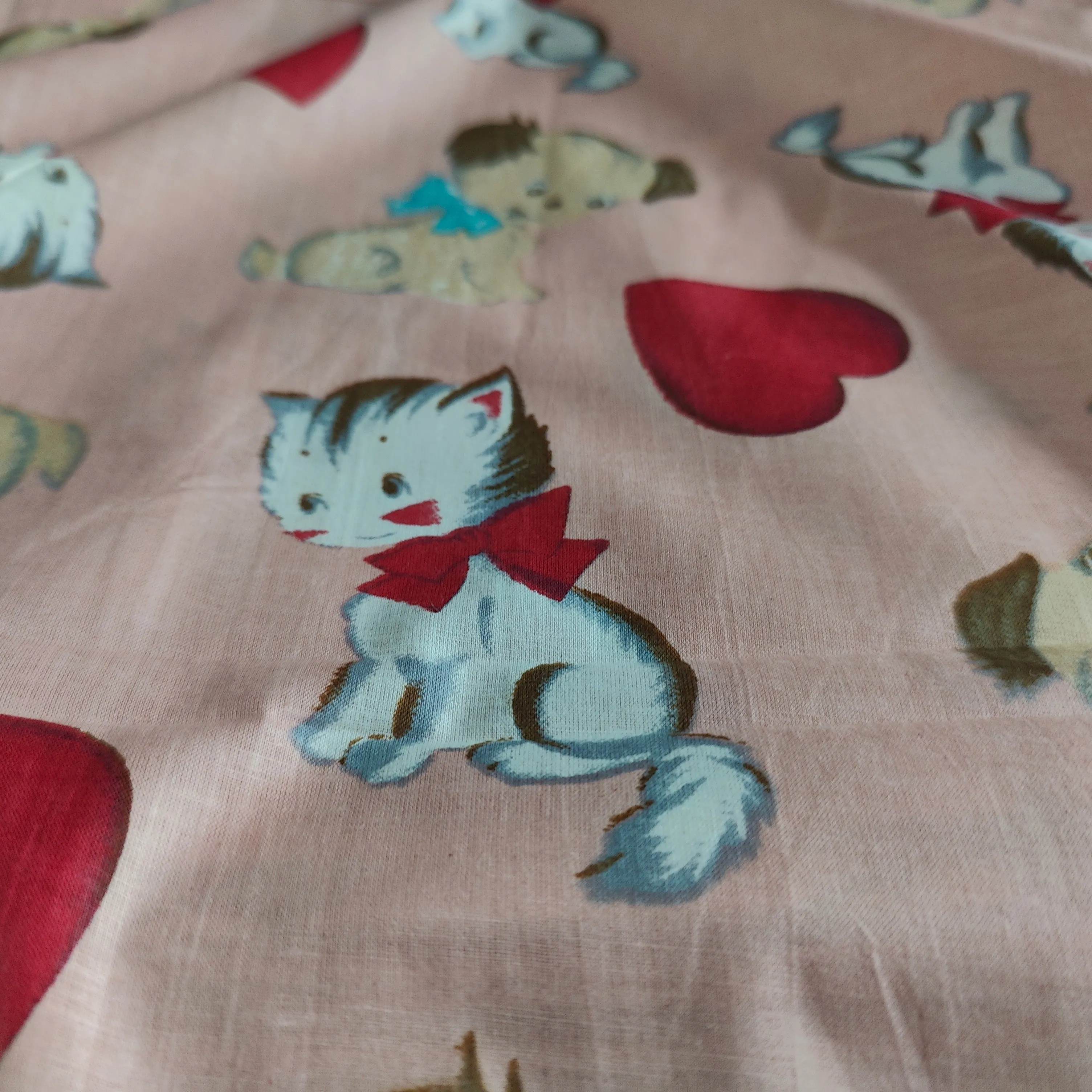 Puppy Love Peach Cotton cambric 44 inches width Fabric per meter