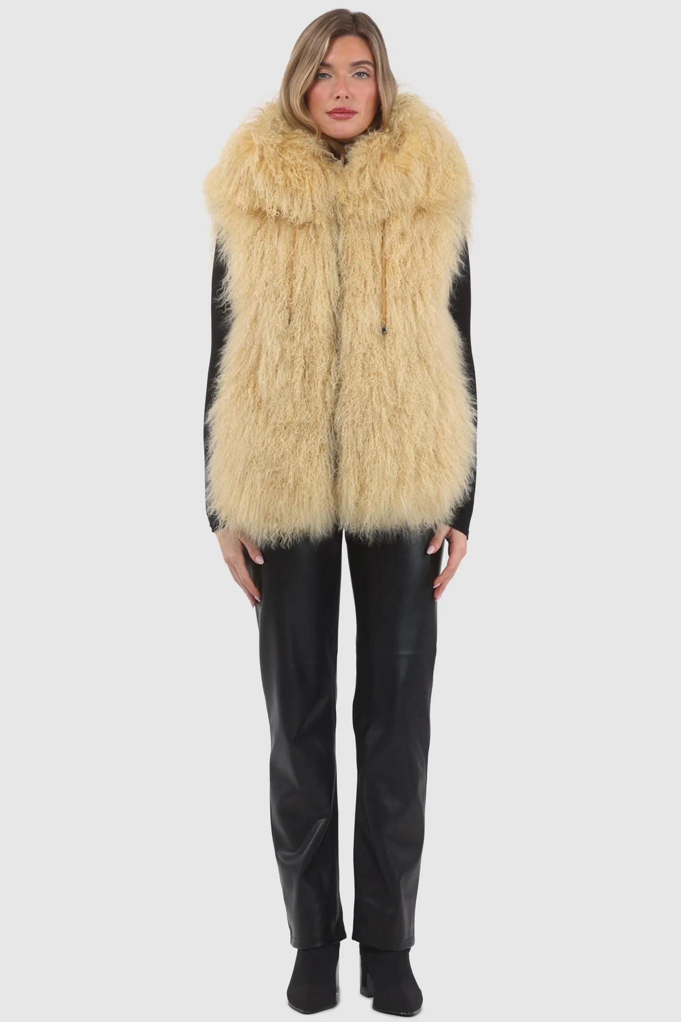 Reversible Select Mongolian Shearling Lamb Vest with Loro Piana Cashmere & Wool Back