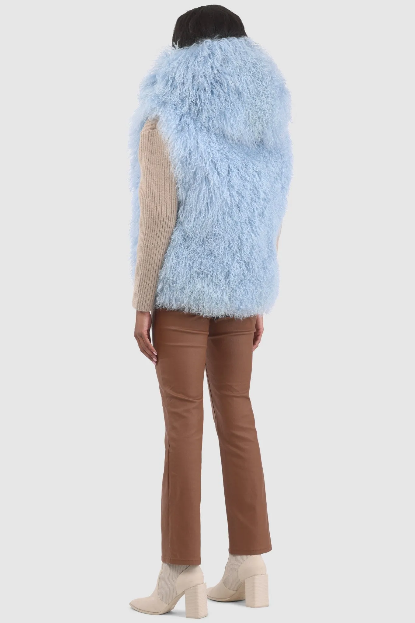 Reversible Select Mongolian Shearling Lamb Vest with Loro Piana Cashmere & Wool Back