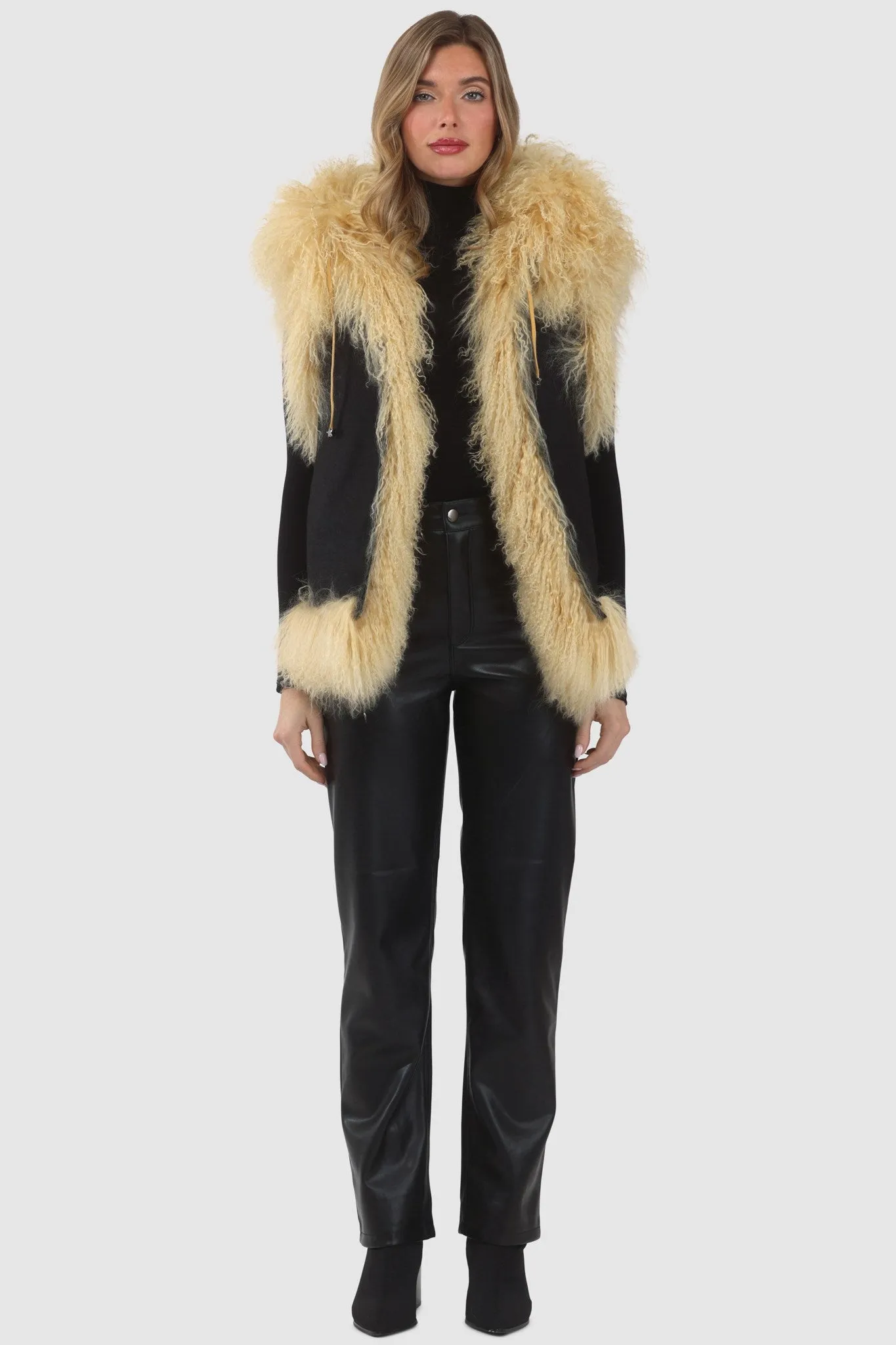 Reversible Select Mongolian Shearling Lamb Vest with Loro Piana Cashmere & Wool Back