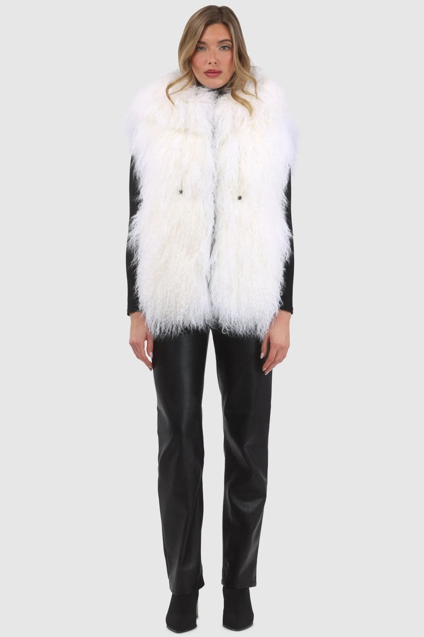 Reversible Select Mongolian Shearling Lamb Vest with Loro Piana Cashmere & Wool Back